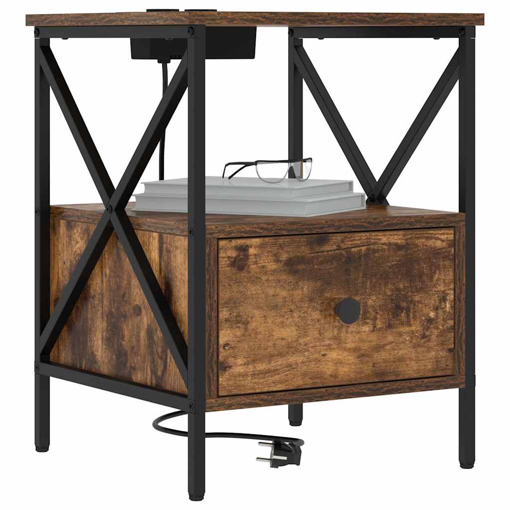 Dulap de noapte Stejar afumat 41.5 x 40.5 x 55 cm Lemn compozit GartenMobel Dekor