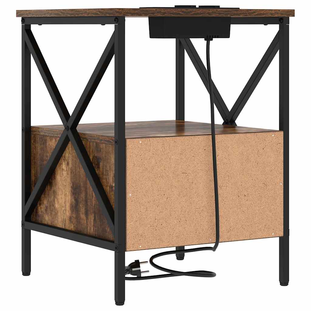 Dulap de noapte Stejar afumat 41.5 x 40.5 x 55 cm Lemn compozit GartenMobel Dekor