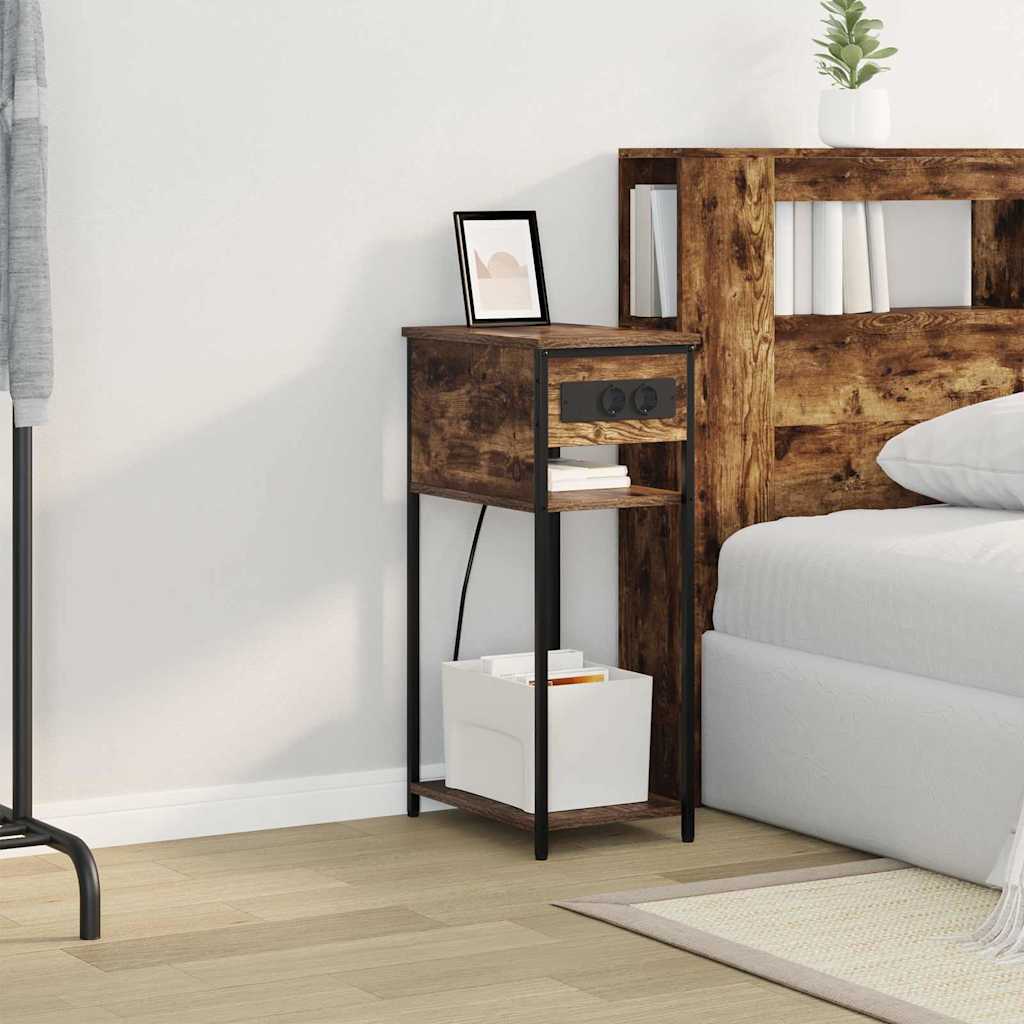 Dulap de noapte Stejar afumat 41 x 28 x 76 cm Lemn compozit GartenMobel Dekor