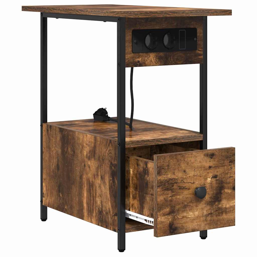 Dulap de noapte Stejar afumat 60 x 30 x 61 cm Lemn compozit GartenMobel Dekor