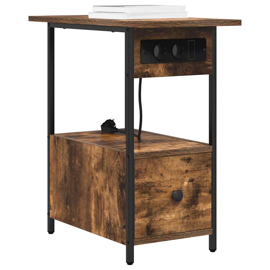 Dulap de noapte Stejar afumat 60 x 30 x 61 cm Lemn compozit GartenMobel Dekor