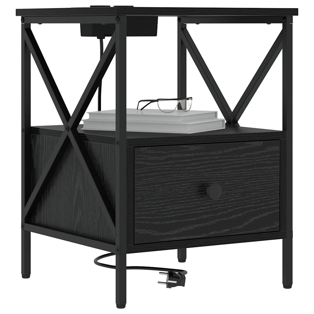 Dulap de noapte Stejar negru 41.5 x 40.5 x 55 cm Lemn compozit GartenMobel Dekor