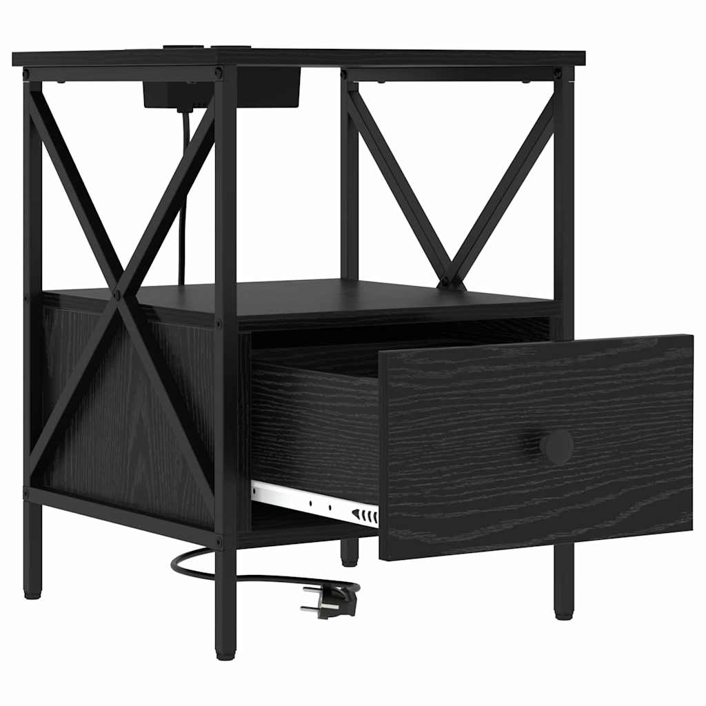 Dulap de noapte Stejar negru 41.5 x 40.5 x 55 cm Lemn compozit GartenMobel Dekor