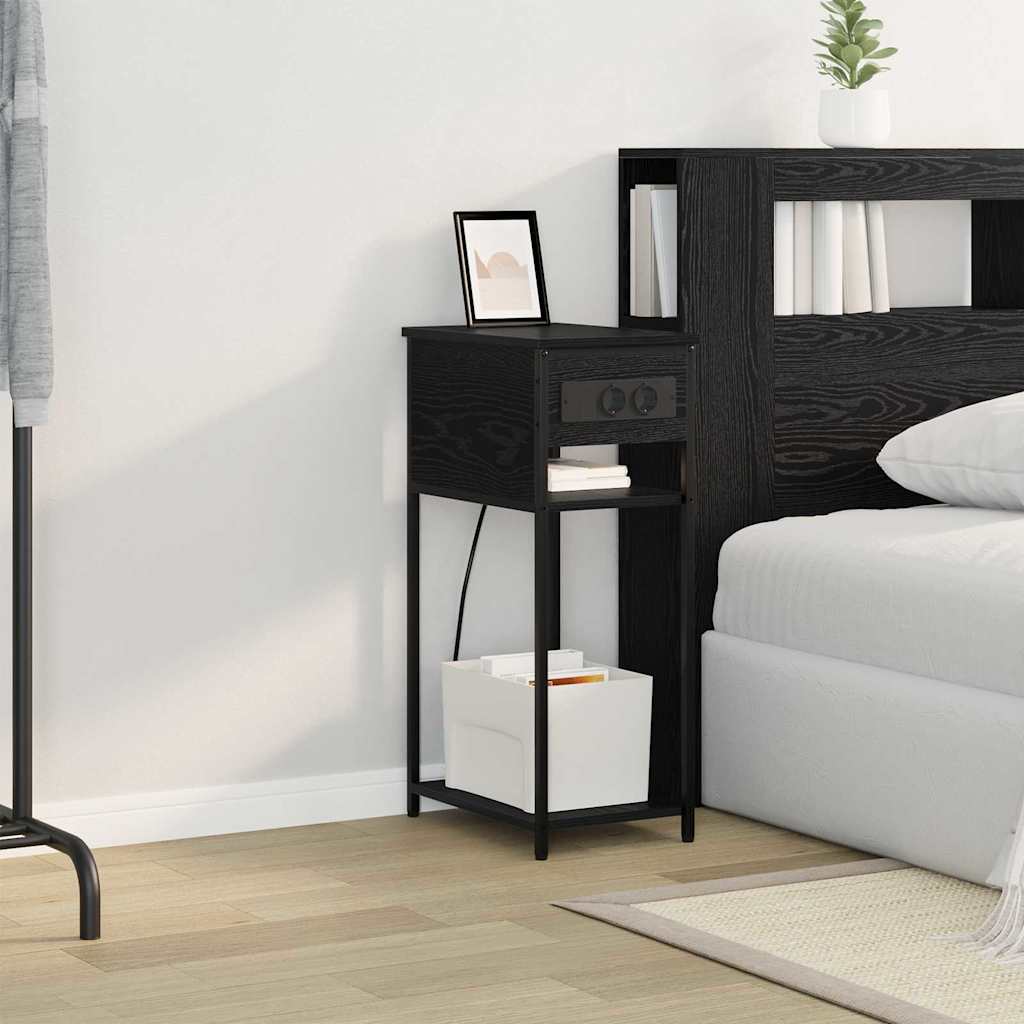 Dulap de noapte Stejar negru 41 x 28 x 76 cm Lemn compozit GartenMobel Dekor