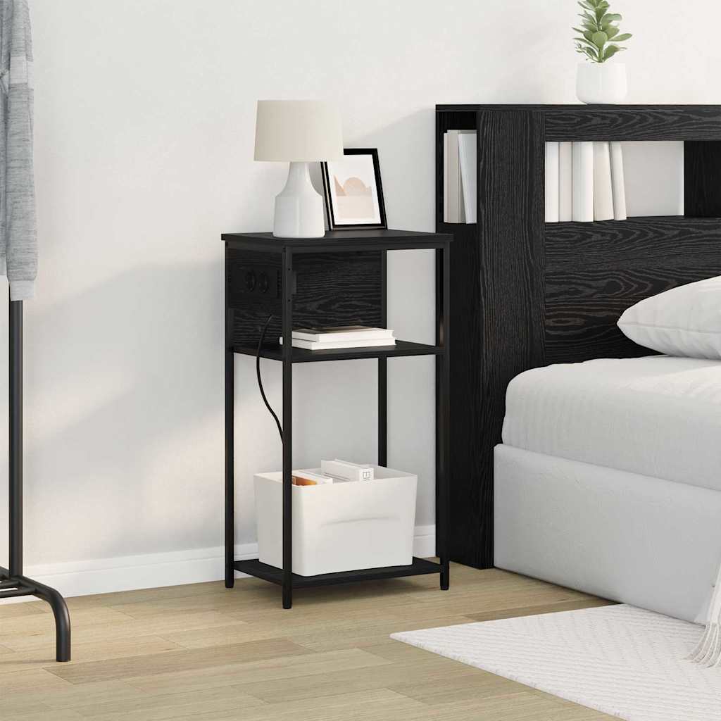 Dulap de noapte Stejar negru 41 x 28 x 76 cm Lemn compozit GartenMobel Dekor