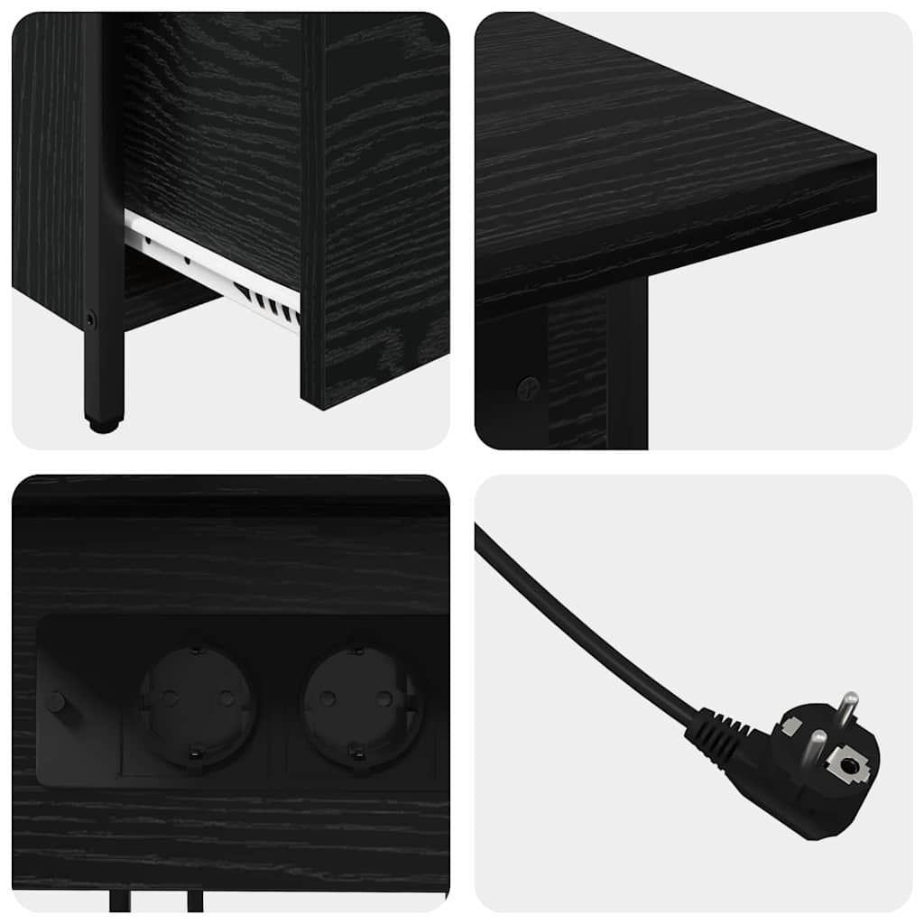 Dulap de noapte Stejar negru 60 x 30 x 61 cm Lemn compozit GartenMobel Dekor