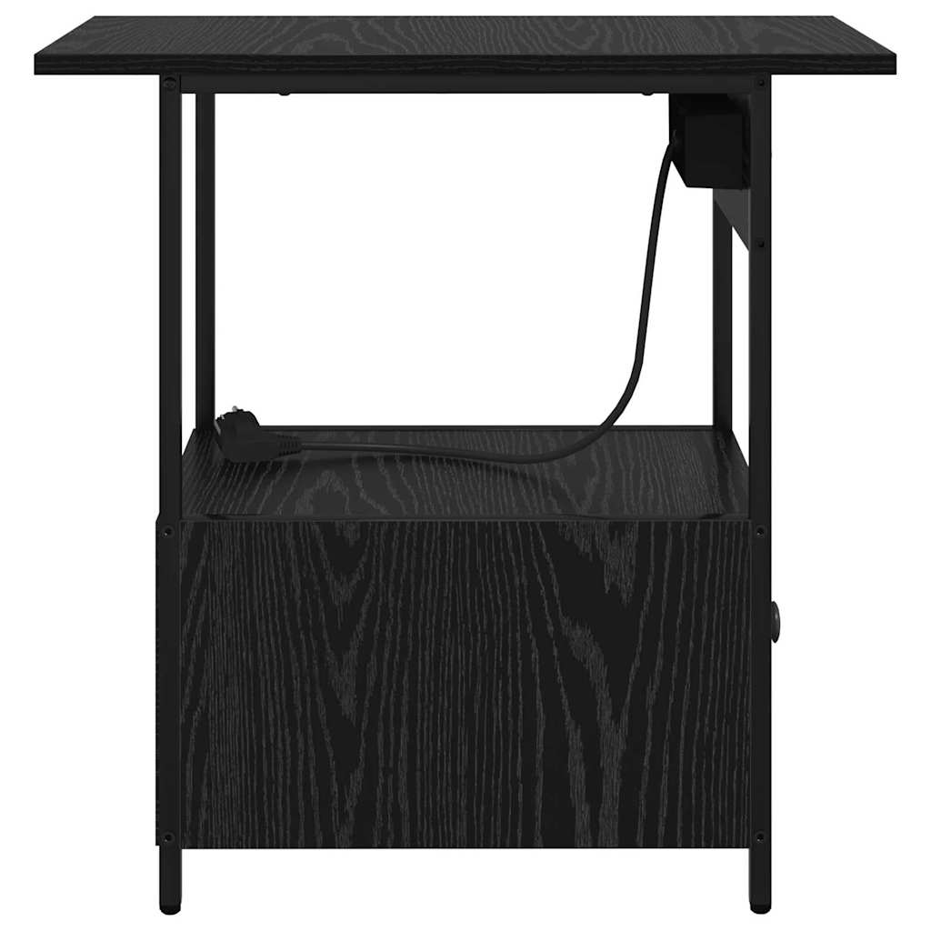 Dulap de noapte Stejar negru 60 x 30 x 61 cm Lemn compozit GartenMobel Dekor