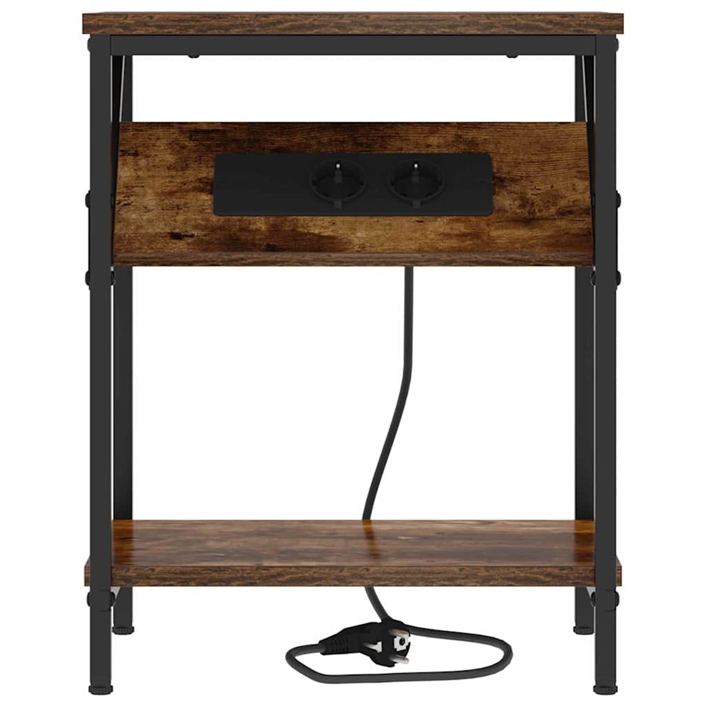 Noptieră 2 pcs Stejar afumat 38 x 30 x 48 cm Lemn compozit GartenMobel Dekor