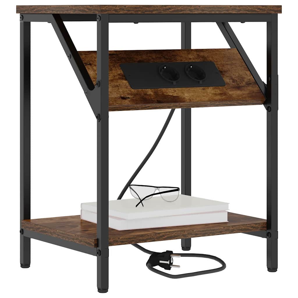 Noptieră 2 pcs Stejar afumat 38 x 30 x 48 cm Lemn compozit GartenMobel Dekor