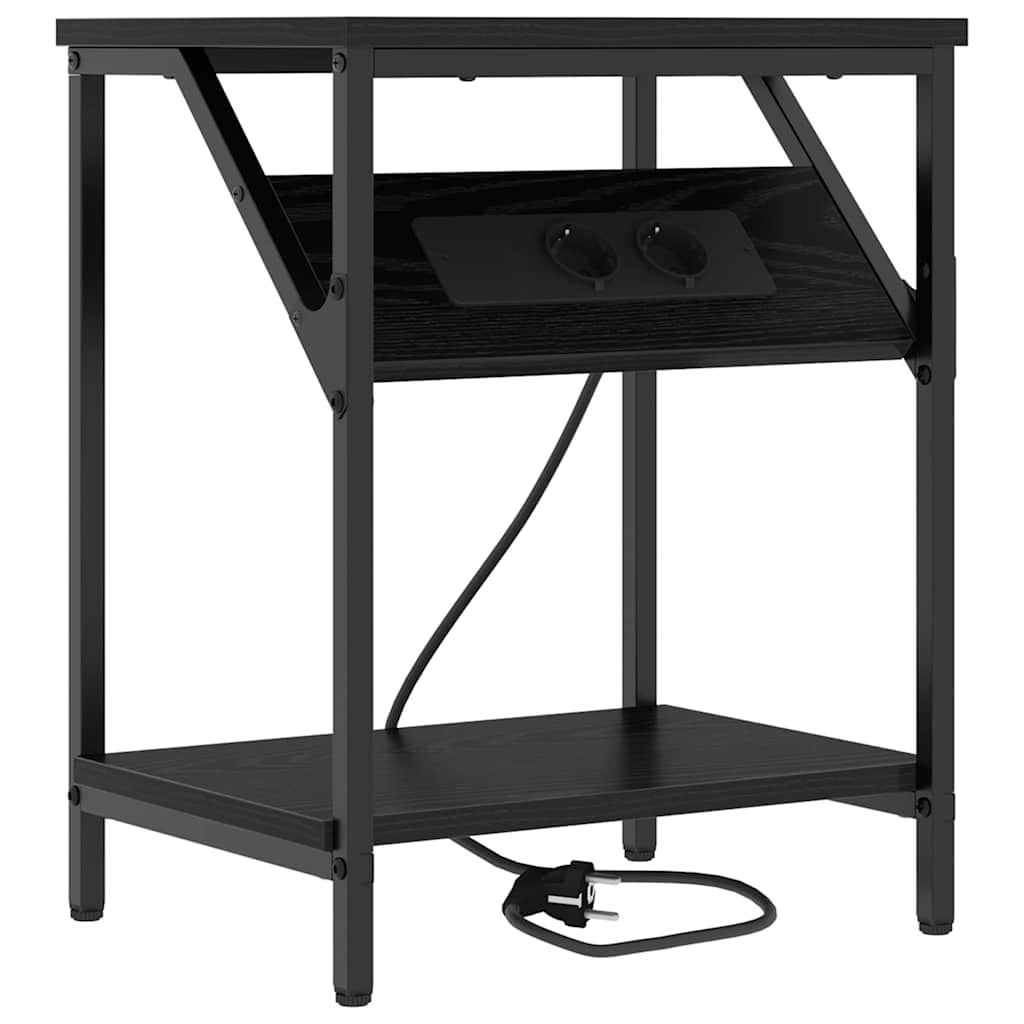 Noptieră 2 pcs Stejar negru 38 x 30 x 48 cm Lemn compozit GartenMobel Dekor