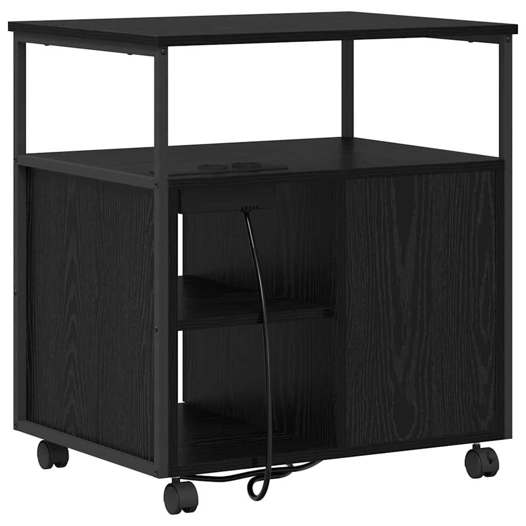 Birou cu Stație de Încărcare Stejar negru 61 x 46 x 67 cm GartenMobel Dekor