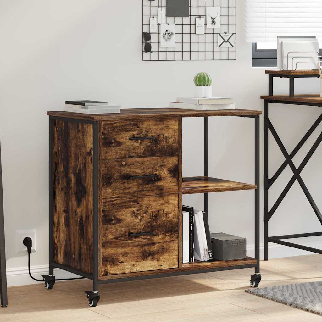 Dulap de birou Stejar afumat 76 x 41 x 72 cm Lemn compozit GartenMobel Dekor