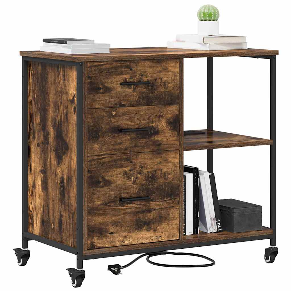 Dulap de birou Stejar afumat 76 x 41 x 72 cm Lemn compozit GartenMobel Dekor