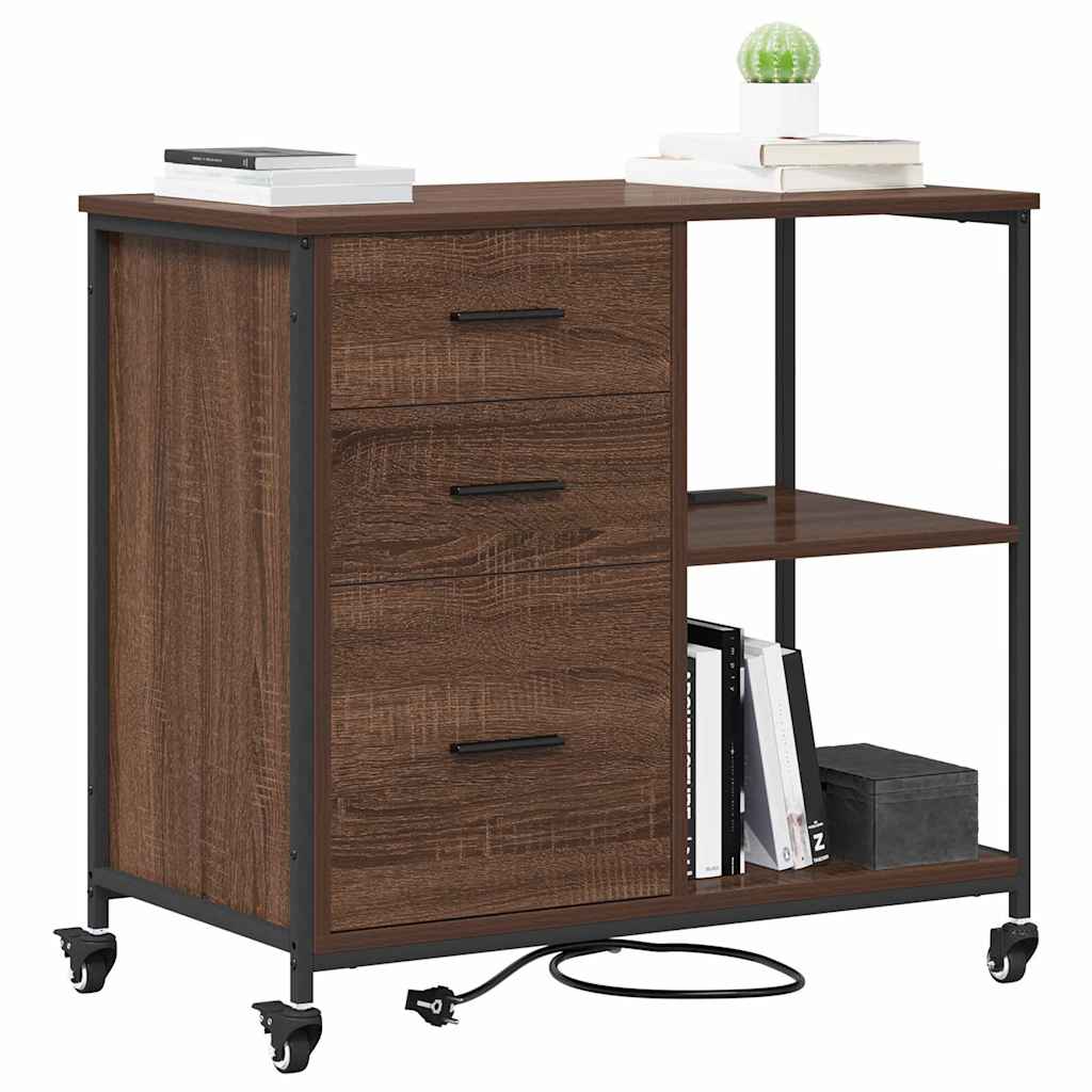 Dulap de birou Stejar brun 76 x 41 x 72 cm Lemn compozit GartenMobel Dekor