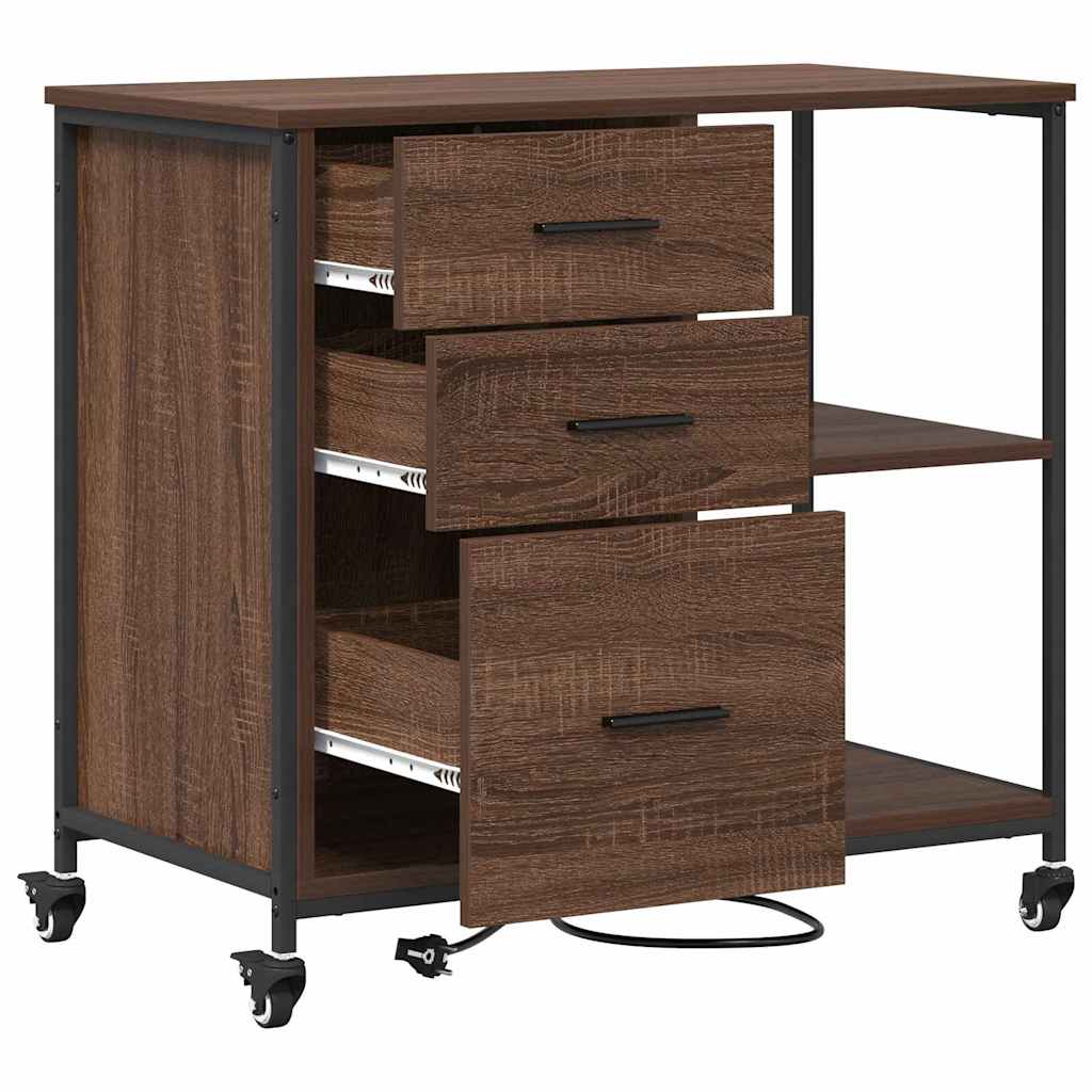 Dulap de birou Stejar brun 76 x 41 x 72 cm Lemn compozit GartenMobel Dekor