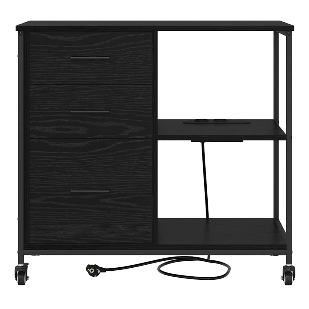 Dulap de birou Stejar negru 76 x 41 x 72 cm Lemn compozit GartenMobel Dekor