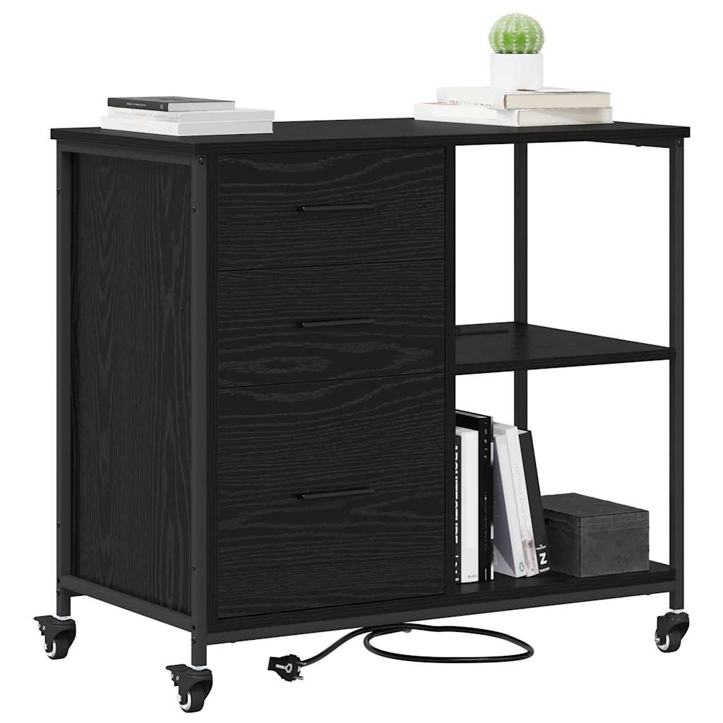 Dulap de birou Stejar negru 76 x 41 x 72 cm Lemn compozit GartenMobel Dekor