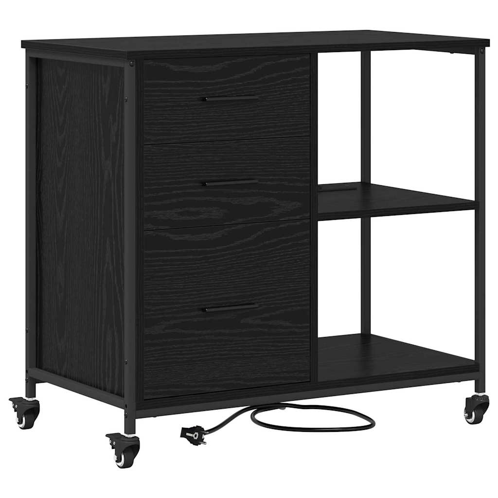Dulap de birou Stejar negru 76 x 41 x 72 cm Lemn compozit GartenMobel Dekor