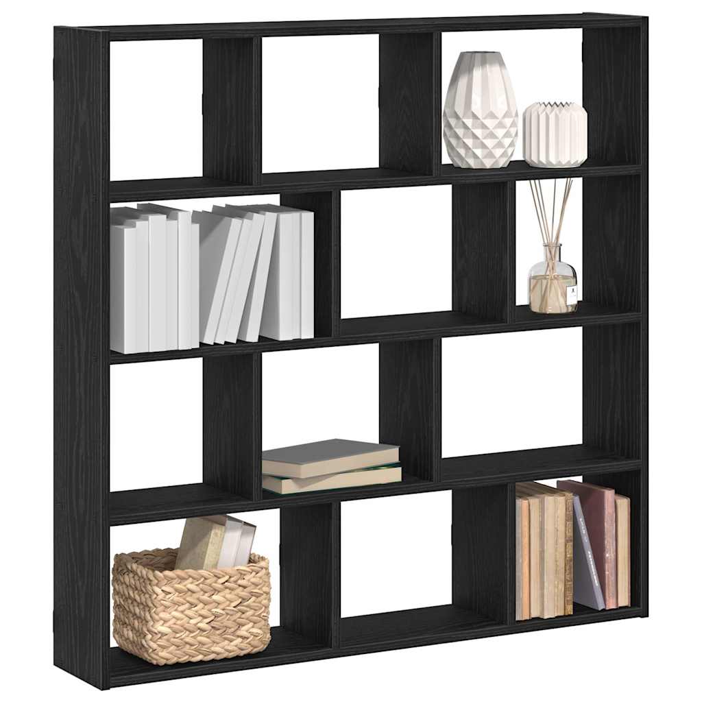 Raft cubic de perete cu 12 compartimente negru lemn prelucrat GartenMobel Dekor