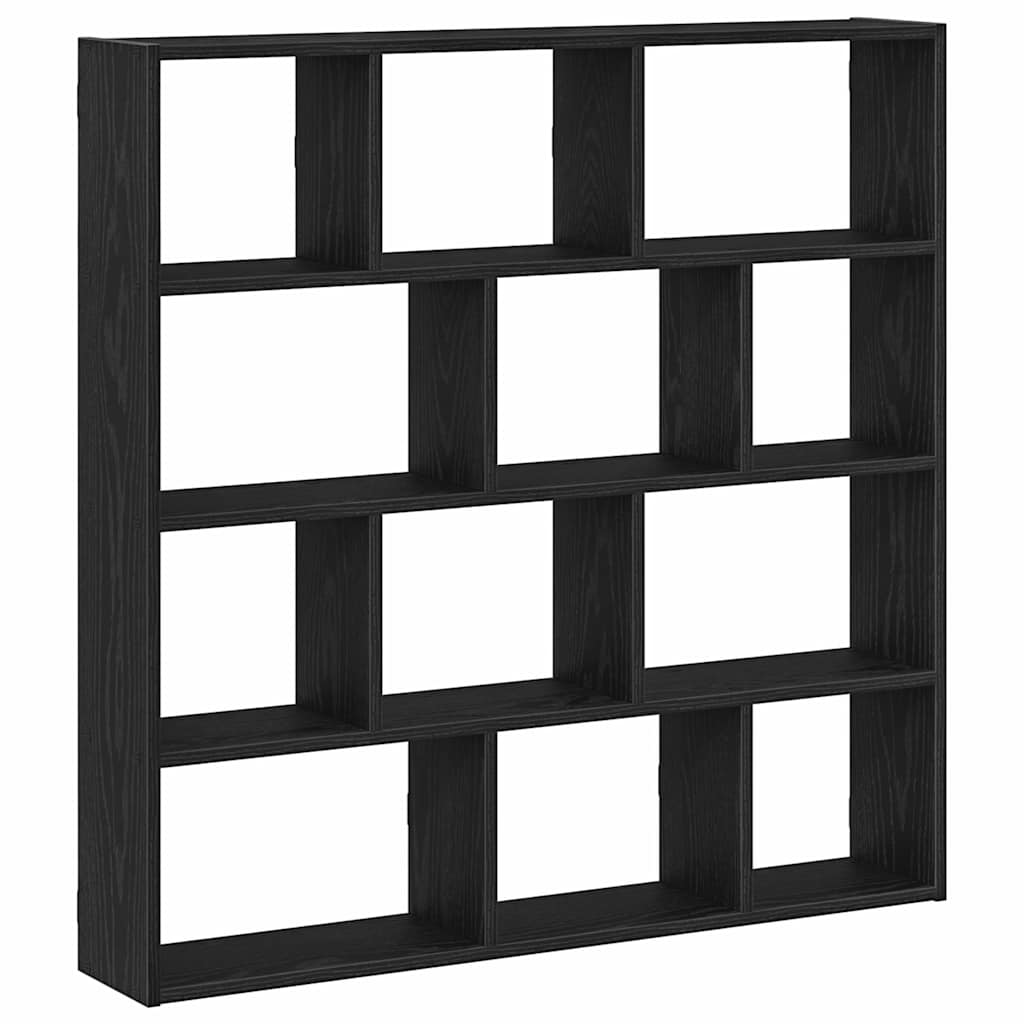 Raft cubic de perete cu 12 compartimente negru lemn prelucrat GartenMobel Dekor