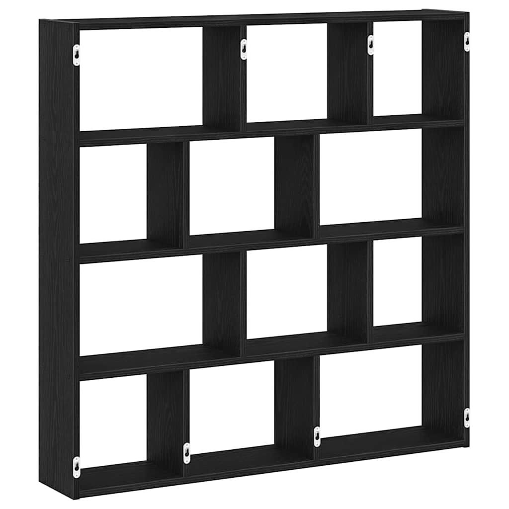 Raft cubic de perete cu 12 compartimente negru lemn prelucrat GartenMobel Dekor