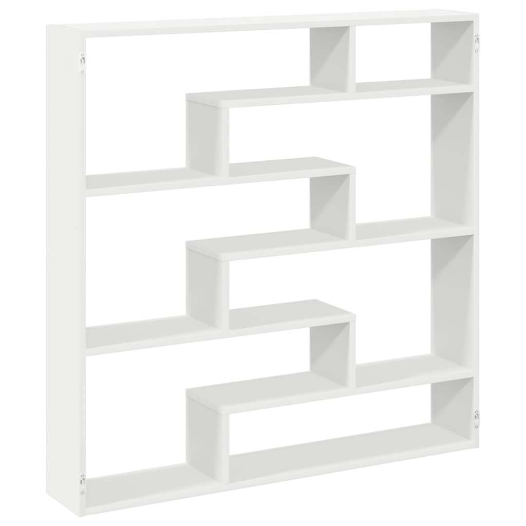 Raft cubic de perete cu 7 compartimente alb lemn prelucrat GartenMobel Dekor