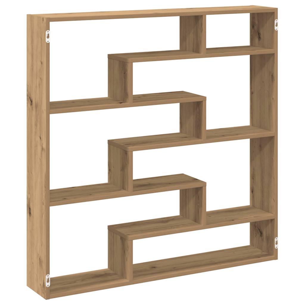 Raft cubic de perete cu 7 compartimente stejar artizanal lemn GartenMobel Dekor