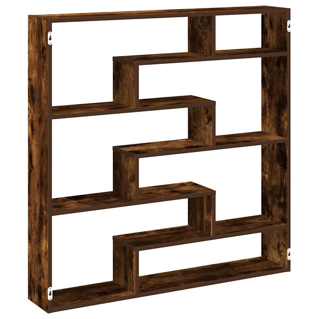 Raft cubic perete 7 compartimente stejar fumuriu lemn prelucrat GartenMobel Dekor