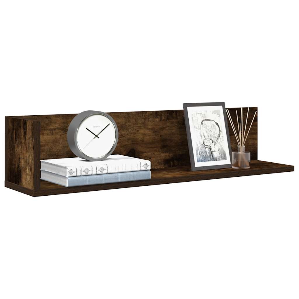 Rafturi de perete 2 buc., stejar fumuriu, 75x16,5x16,5 cm, lemn GartenMobel Dekor