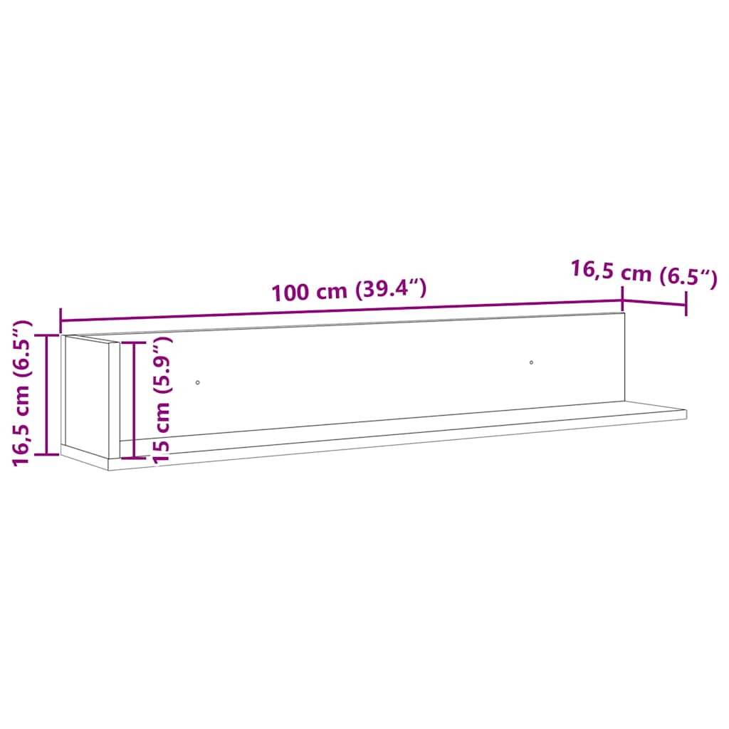 Rafturi perete 2 buc., stejar artizanal, 100x16,5x16,5 cm, lemn GartenMobel Dekor