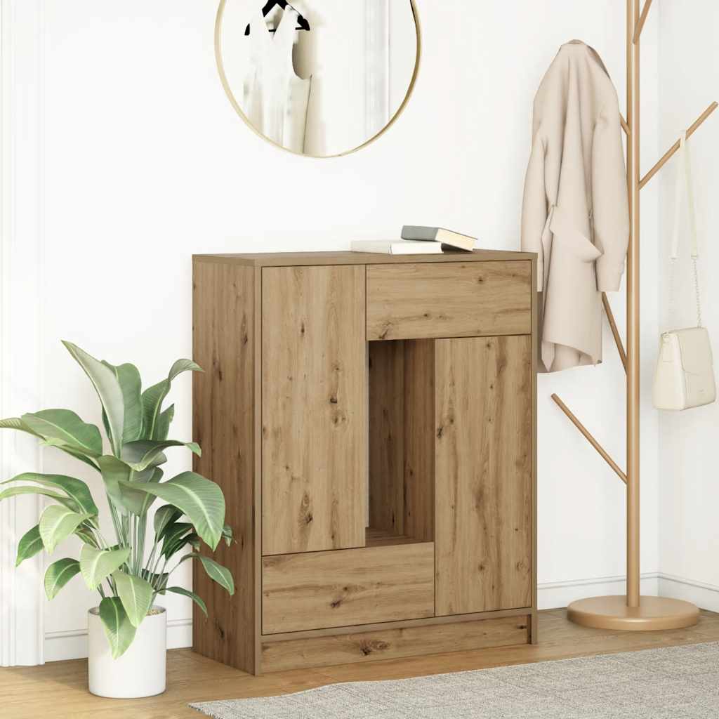 Bufetă cu sertare și uși Stejar Artisan 73x31x90 cm GartenMobel Dekor