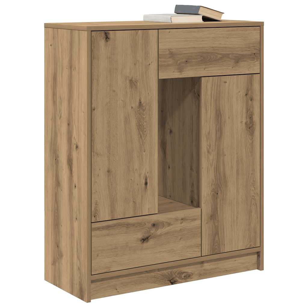 Bufetă cu sertare și uși Stejar Artisan 73x31x90 cm GartenMobel Dekor