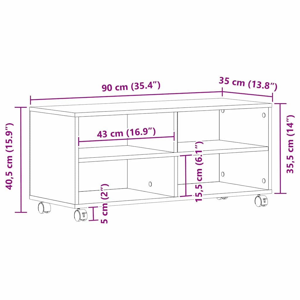 Cabinet TV Maro 90 x 35 x 35 cm Lemn compozit GartenMobel Dekor