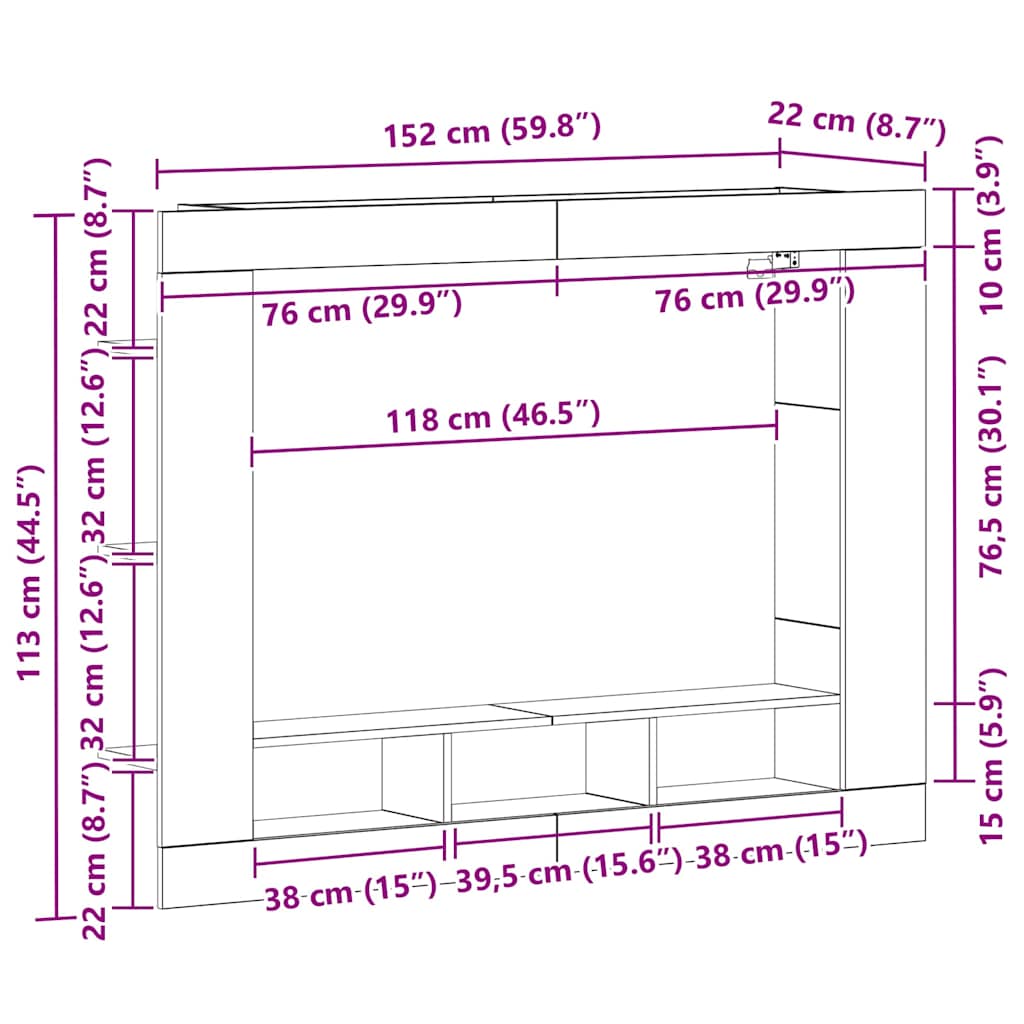 Cabinet TV stejar artizanal 152 x 22 x 113 cm Lemn compozit GartenMobel Dekor