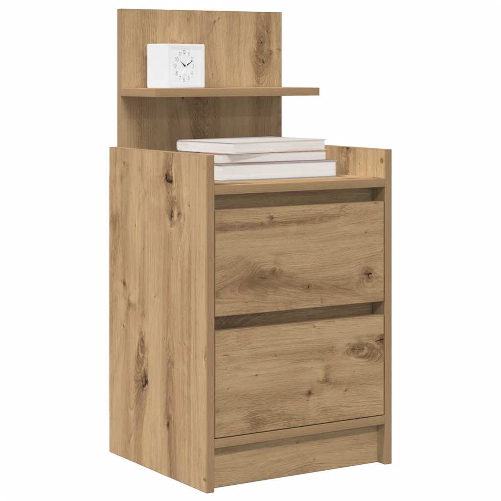Noptiera cu 2 sertare Artisan Stejar 38x34x80 cm GartenMobel Dekor