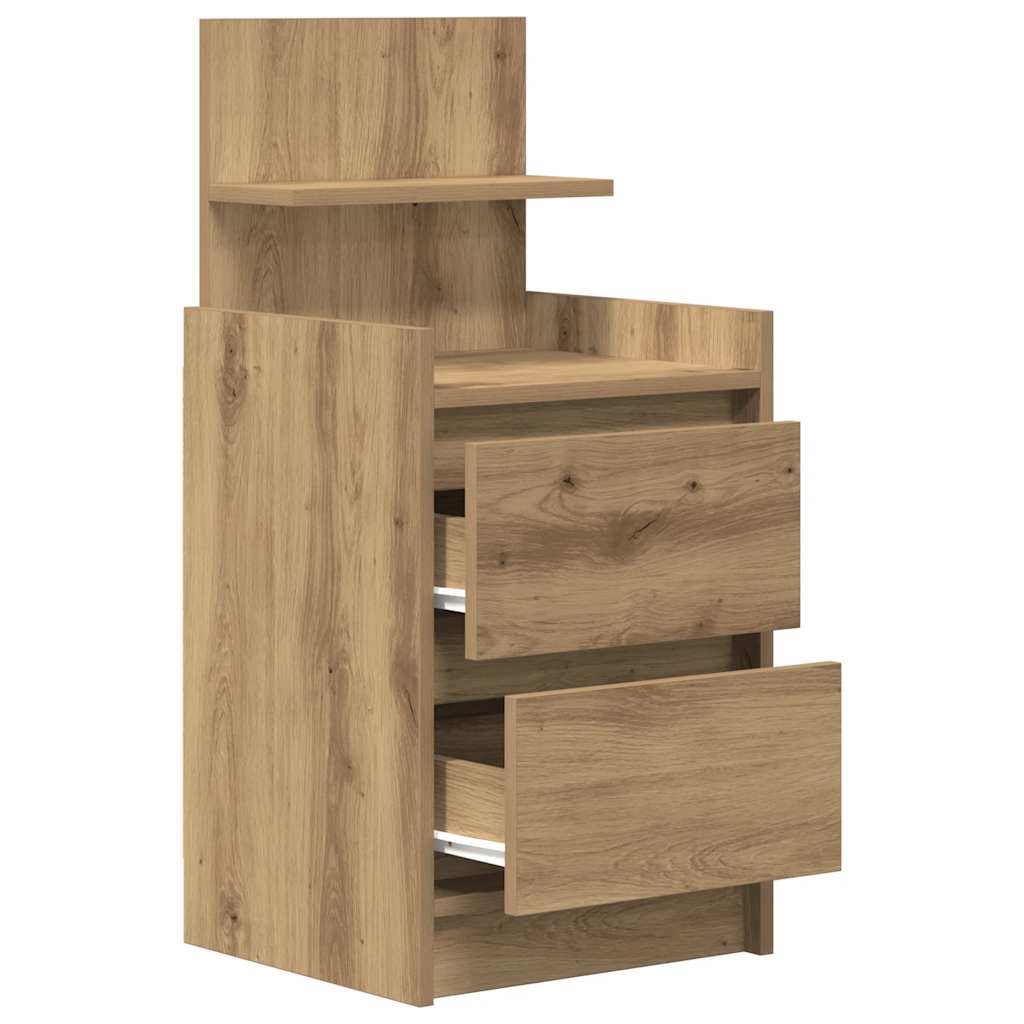 Noptiera cu 2 sertare Artisan Stejar 38x34x80 cm GartenMobel Dekor
