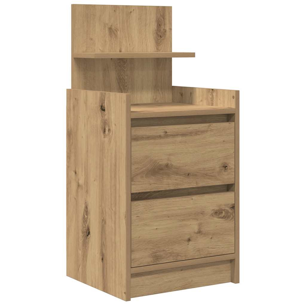 Noptiera cu 2 sertare Artisan Stejar 38x34x80 cm GartenMobel Dekor