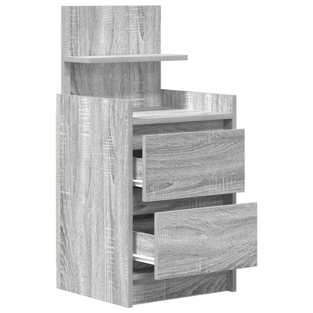 Noptiera cu 2 sertare Gri Sonoma 38x34x80 cm GartenMobel Dekor