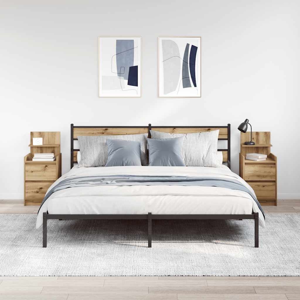 Noptiere cu 2 sertare 2 buc Stejar Artisan 38x34x80 cm GartenMobel Dekor