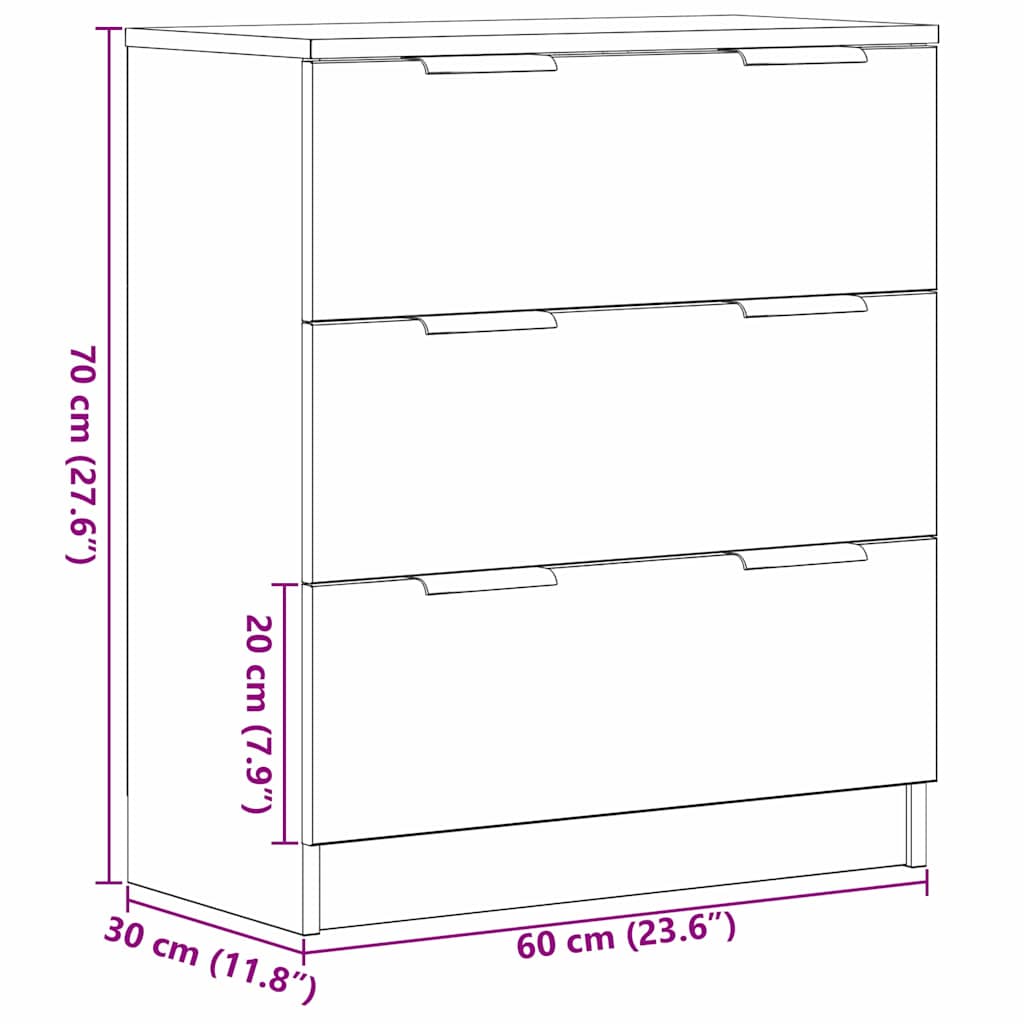 Bufet cu sertar Negru 60 x 30 x 70 cm Lemn compozit GartenMobel Dekor