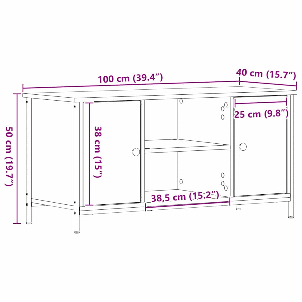 Cabinet TV Lemn vechi 100 x 40 x 50 cm Lemn compozit GartenMobel Dekor
