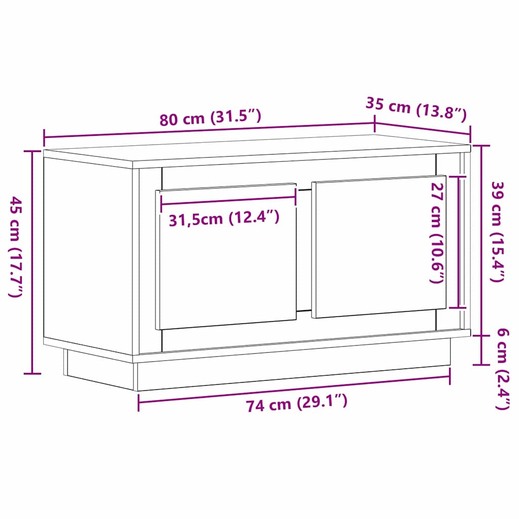 Cabinet TV stejar artizanal 80 x 35 x 45 cm Lemn compozit GartenMobel Dekor