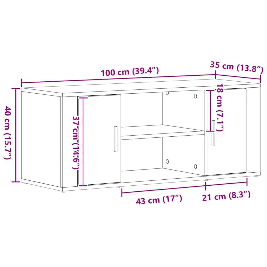 Dulap TV Stejar negru 100 x 35 x 40 cm Lemn compozit GartenMobel Dekor