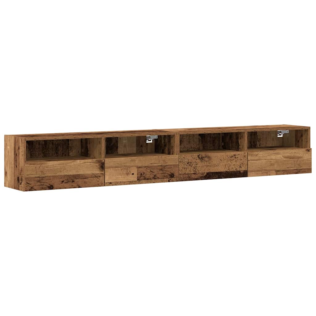 Dulap TV de perete Pe perete 2 pcs Lemn Vechi 100 x 30 x 30 cm GartenMobel Dekor