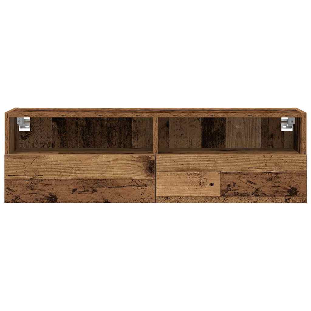Dulap TV de perete Pe perete 2 pcs Lemn Vechi 100 x 30 x 30 cm GartenMobel Dekor