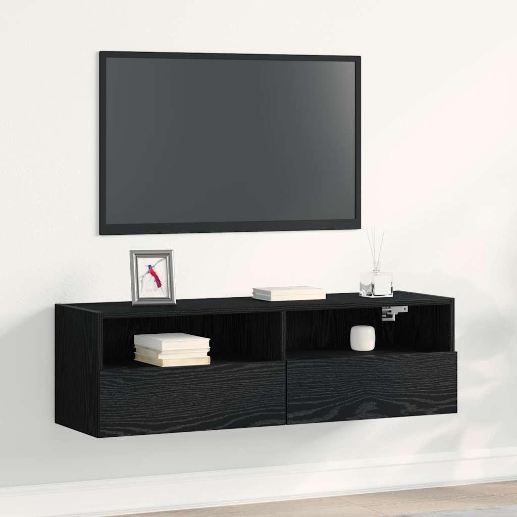 Dulap TV de perete Stejar Negru 100 x 30 x 30 cm Lemn compozit GartenMobel Dekor