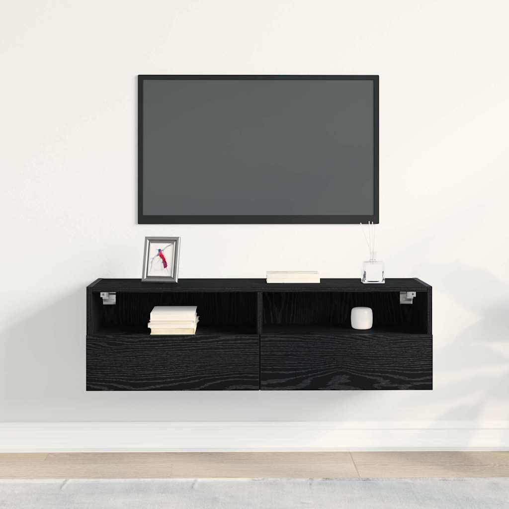 Dulap TV de perete Stejar Negru 100 x 30 x 30 cm Lemn compozit GartenMobel Dekor