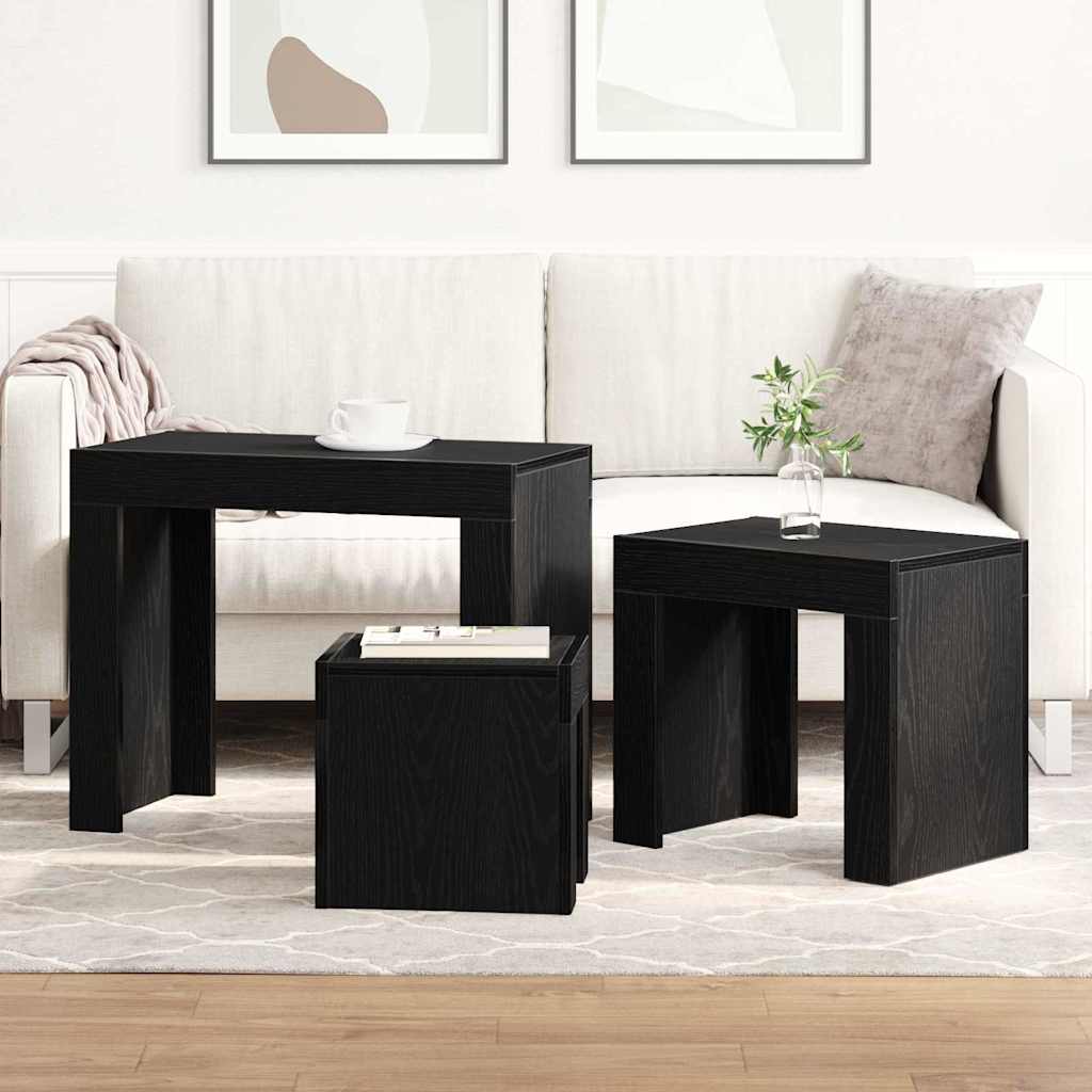 Masa de cuibărit 3 pcs Stejar negru 61 x 30 x 50 cm GartenMobel Dekor