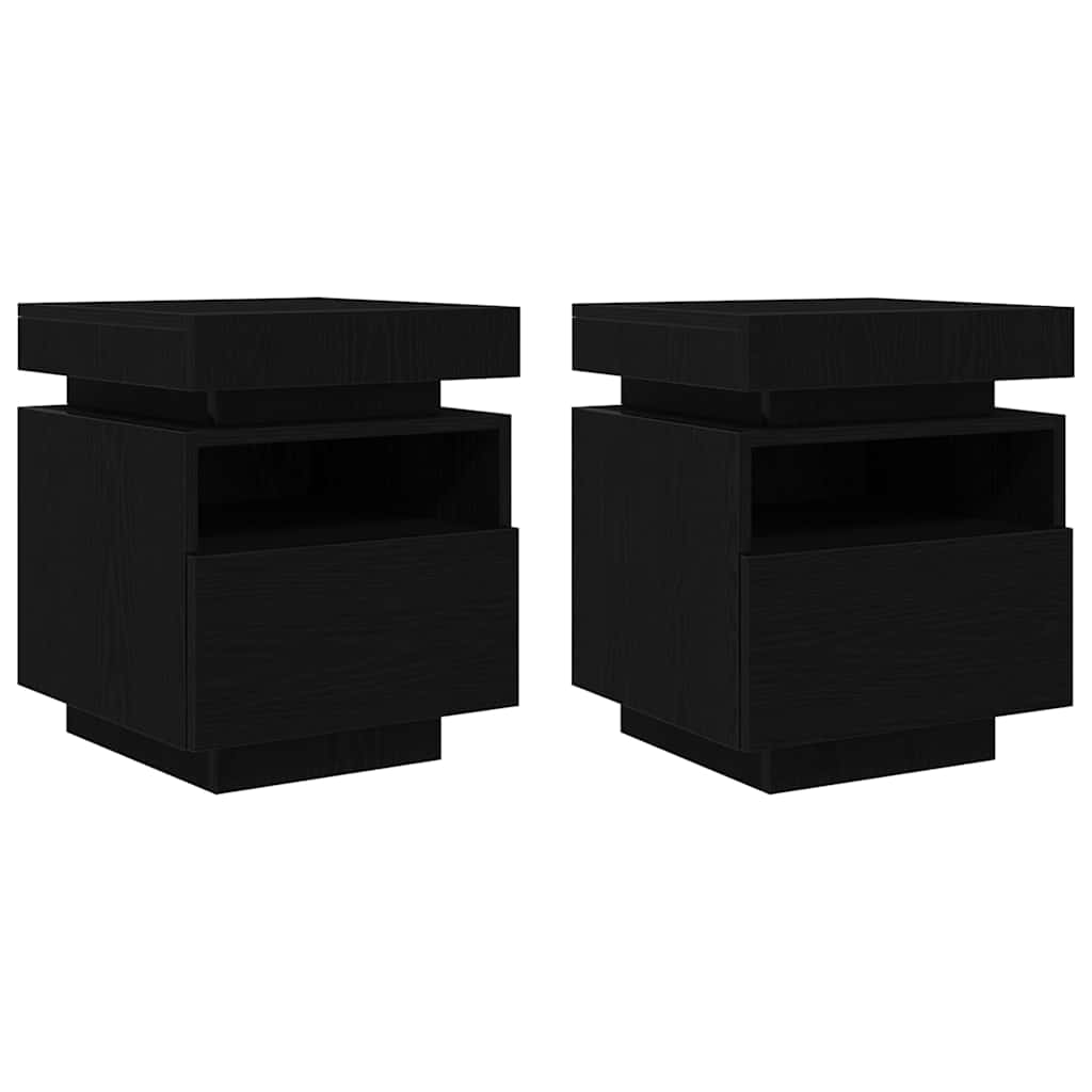 Noptieră 2 pcs Stejar negru 40 x 39 x 48.5 cm Lemn compozit GartenMobel Dekor