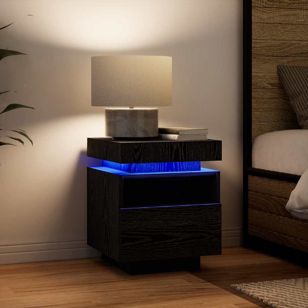 Noptieră 2 pcs Stejar negru 40 x 39 x 48.5 cm Lemn compozit GartenMobel Dekor